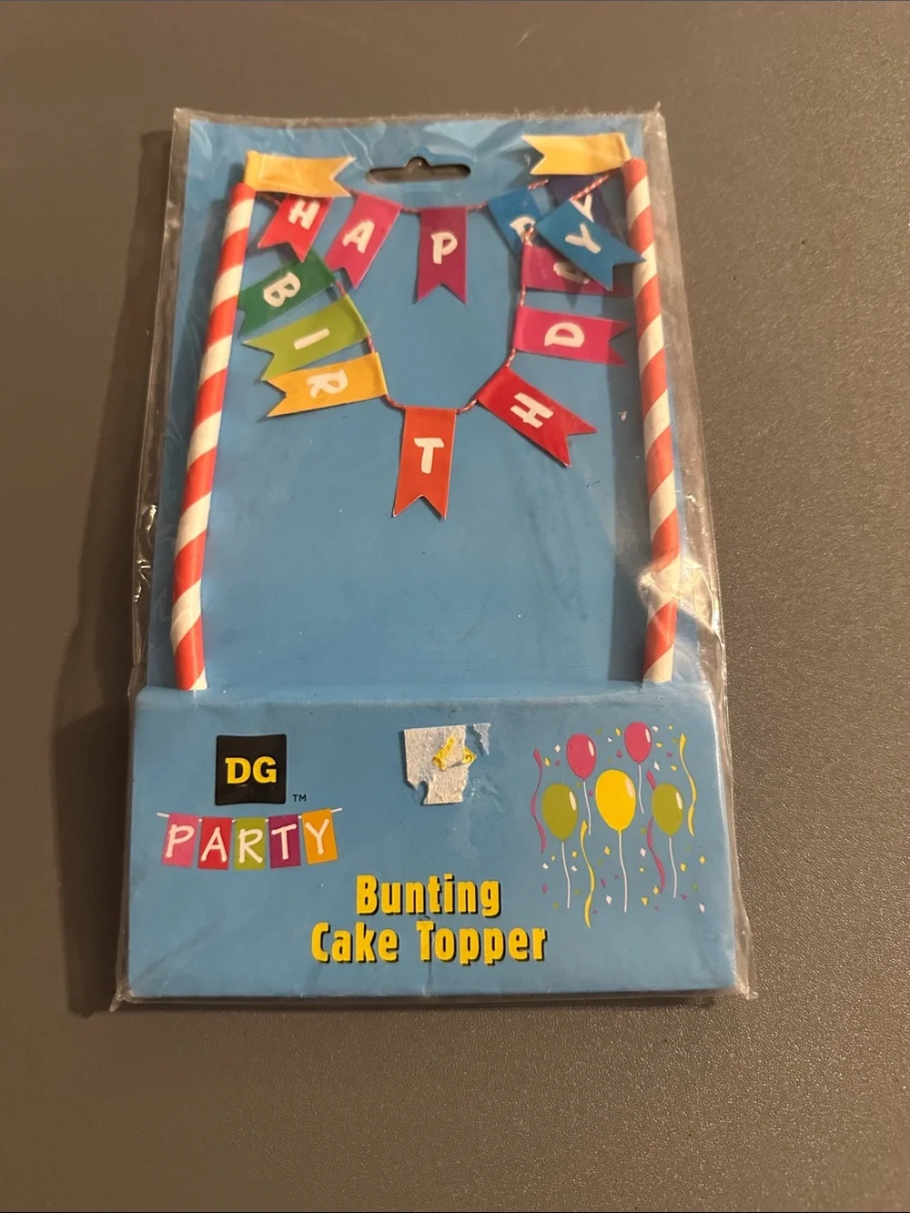 Party Red & White Bunting Cake Topper